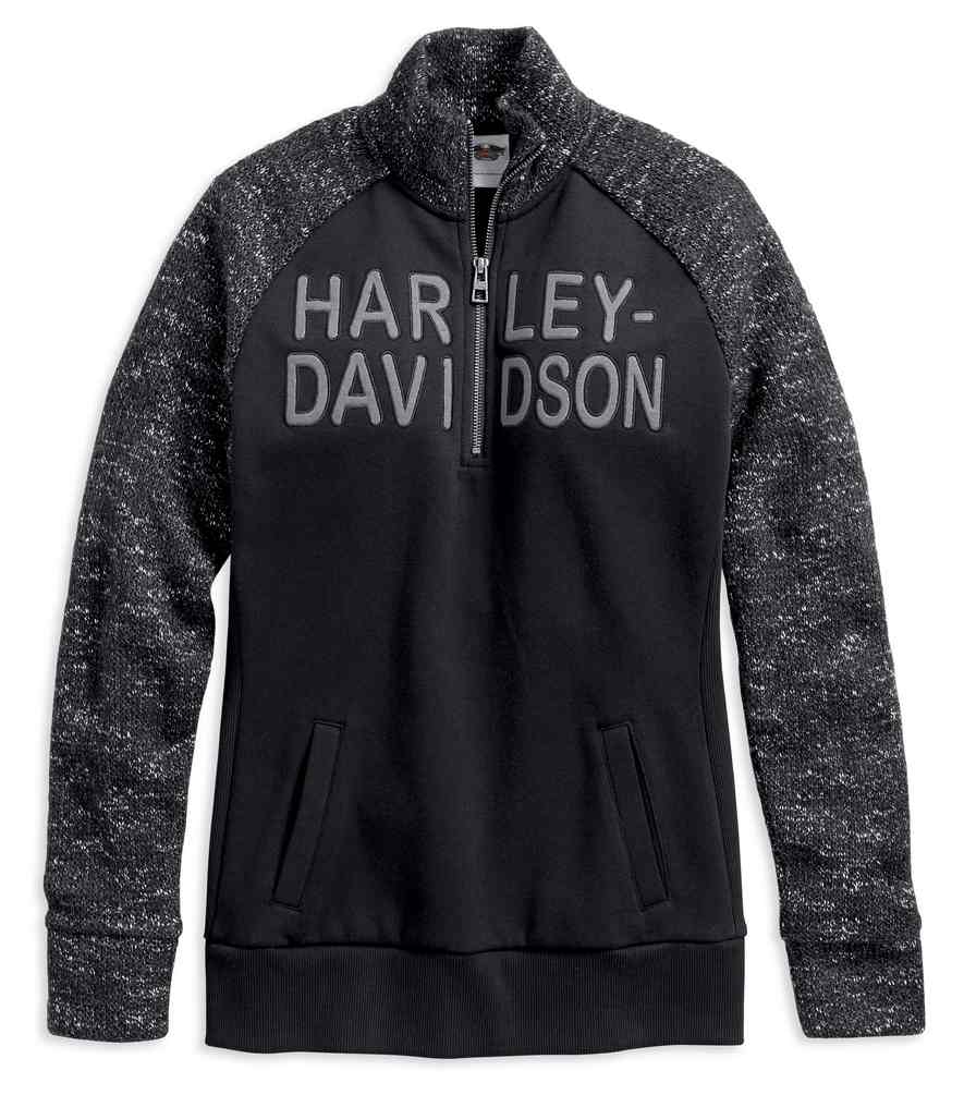 Harley-Davidson Women's Applique Graphic 1/4-Zip Fleece Pullover 96065-18VW - Wisconsin Harley-Davidson
