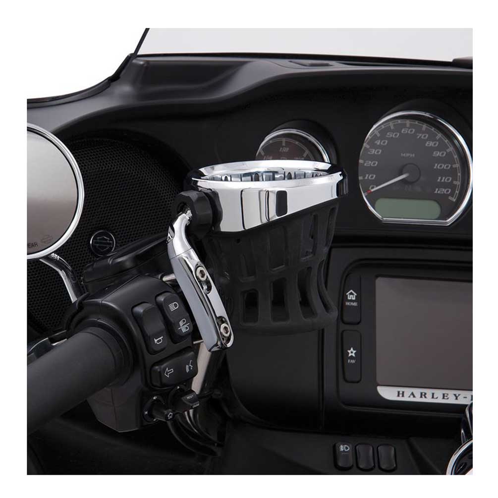 Ciro Drink Holder Perch Mount. Silver or Black Chrome Finish 50410, 50411. - Wisconsin Harley-Davidson