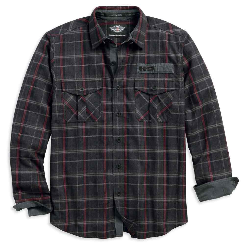 Harley-Davidson Men's Corduroy Trim Plaid Long Sleeve Woven Shirt 96472-18VM - Wisconsin Harley-Davidson
