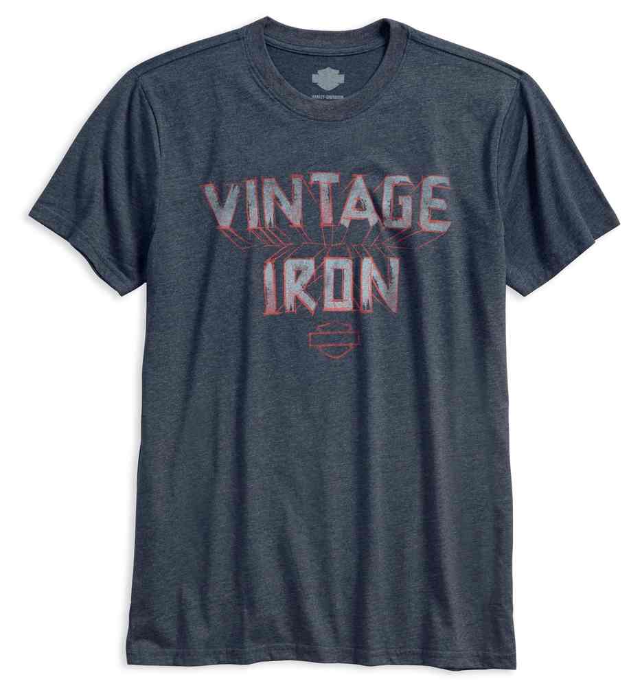 Harley-Davidson Men's Vintage Iron 3D Slim Fit Short Sleeve Tee, Navy 96460-18VM - Wisconsin Harley-Davidson