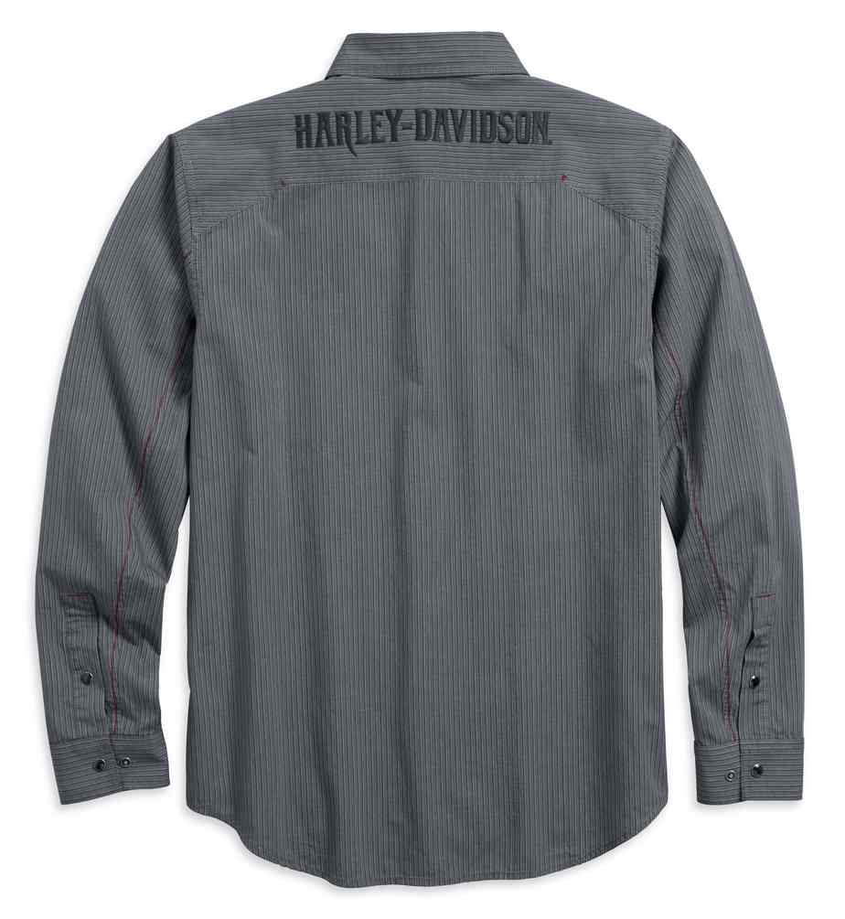 Harley-Davidson Free Shipping - Harley-Davidson Men's Textured Stripe Long Sleeve Woven Shirt, Gray 96491-18VM - Free Shipping on many products plus Orders Over $99