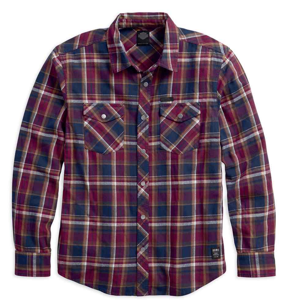 Harley-Davidson Men's Plaid Cotton Slim Fit Long Sleeve Woven Shirt 96441-18VM - Wisconsin Harley-Davidson