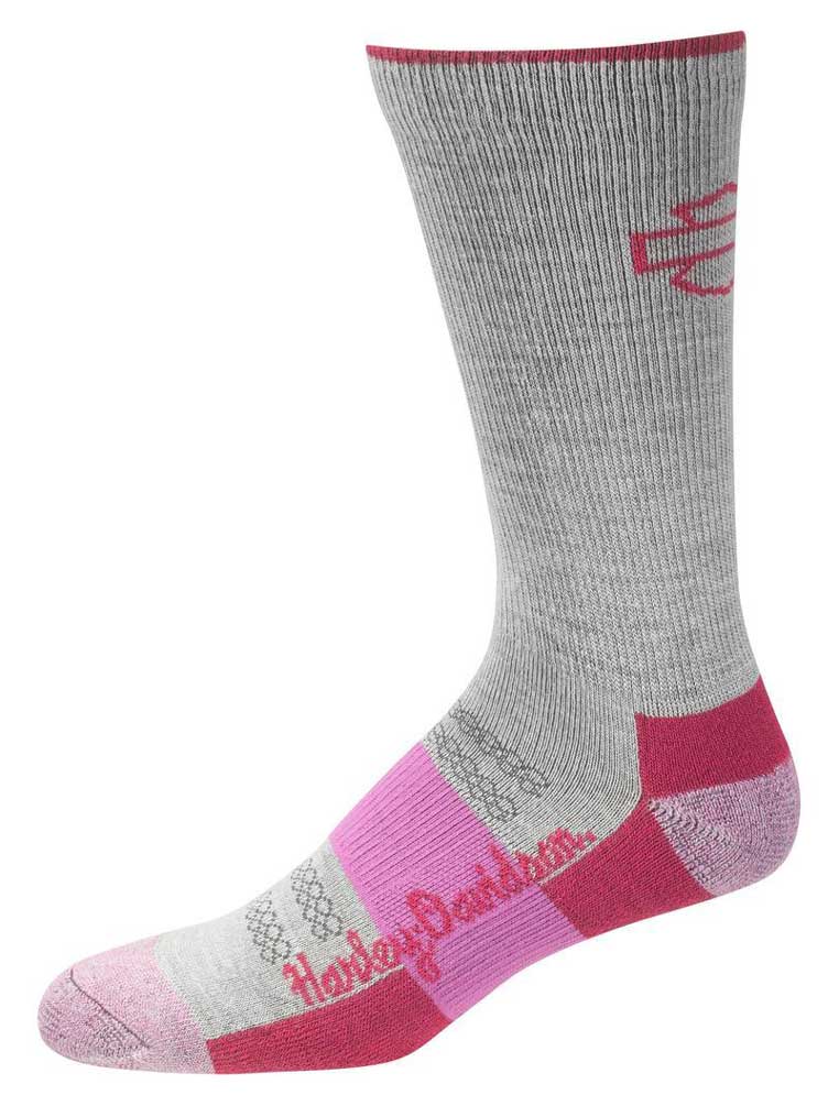 Harley-Davidson Women's Ultra Cushion Socks, Gray & Pink D89210470-650 - Wisconsin Harley-Davidson