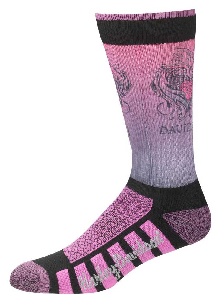 Harley-Davidson Womens Cushioned Wool Ride Socks, Pink D89098570-651 - Wisconsin Harley-Davidson