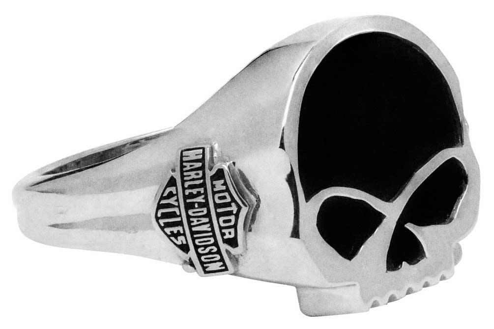 Harley-Davidson Men's Black Onyx Willie G Skull Ring, Sterling Silver HDR0458 - Wisconsin Harley-Davidson