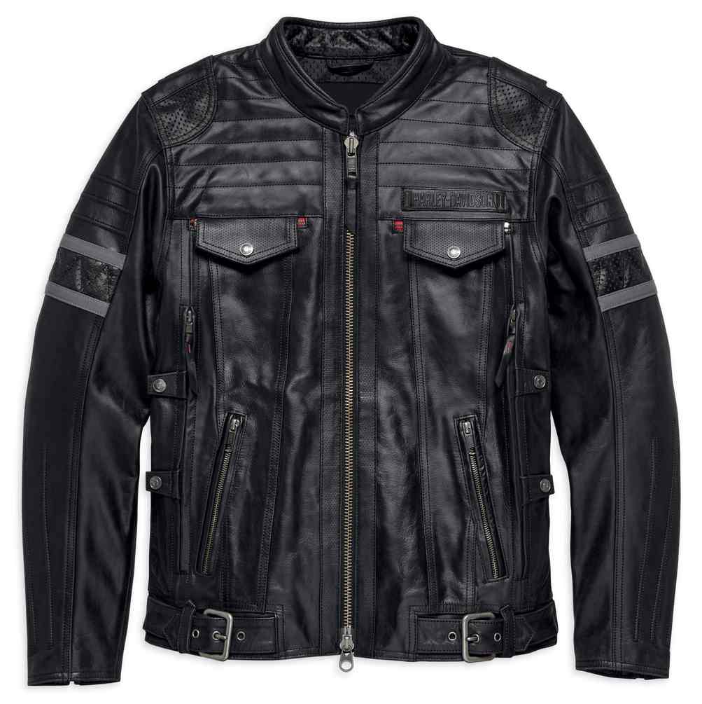Harley Davidson ライダースジャケット 黒 ストライプ Harley-Davidson® Men's Triple Vent System Wick Twister Leather