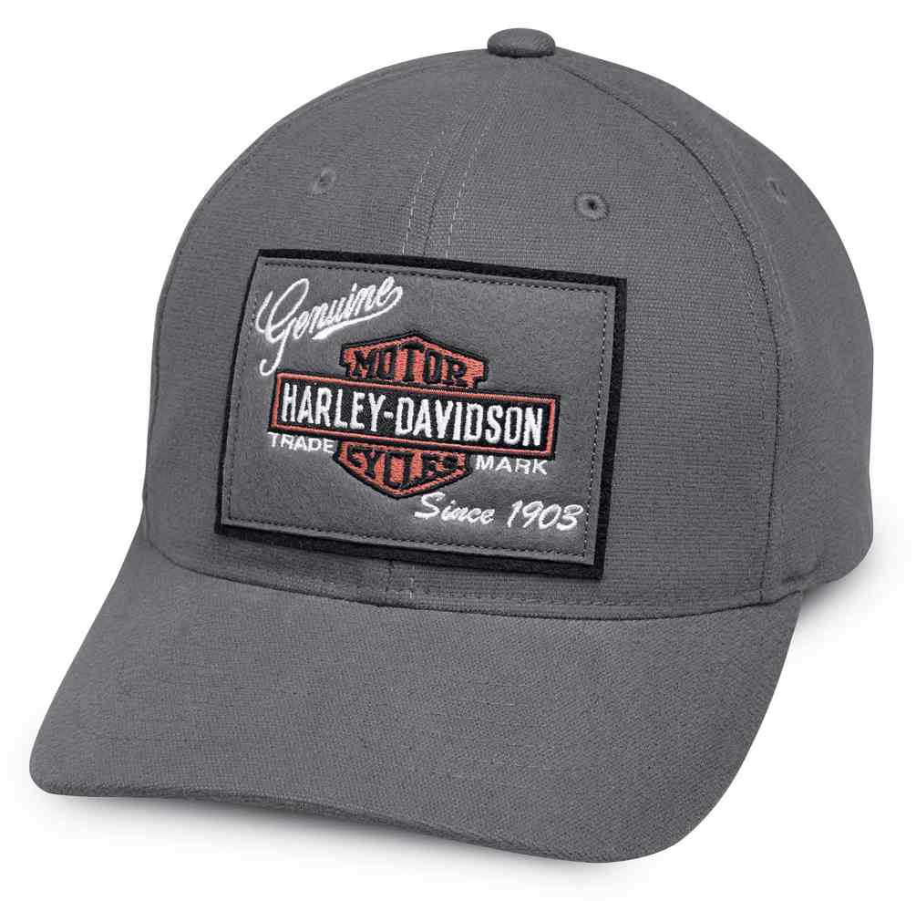 Harley-Davidson Men's Genuine Logo Patch Baseball Cap, Gray 99435-18VM - Wisconsin Harley-Davidson