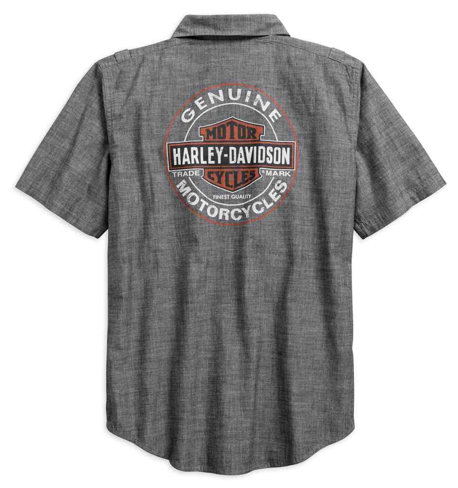 Harley Davidson® Mens Genuine Oil Can Short Sleeve Woven Shirt 99068 18vm Wisconsin Harley 