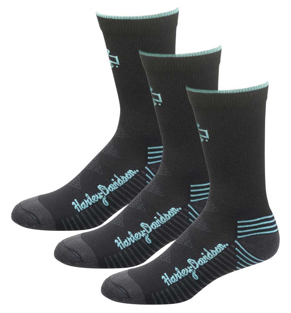 Harley-Davidson Wolverine Women's Comfort Cruiser Riding Socks 3 Pairs - Black - Wisconsin Harley-Davidson