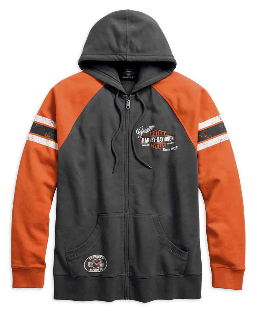 Harley-Davidson Men's Genuine Oil Can Zippered Hoodie, Asphalt 99065-18VM - Wisconsin Harley-Davidson
