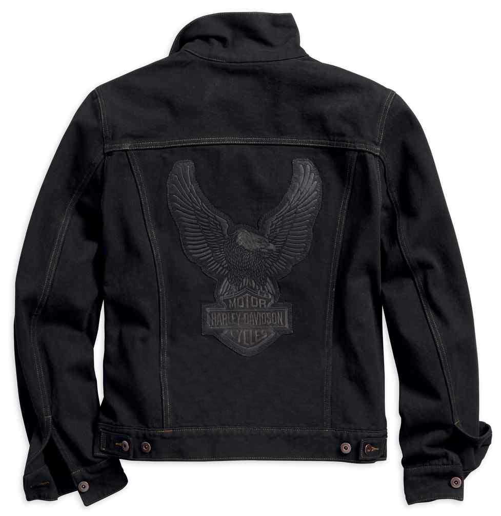 Harley-Davidson® Men's Eagle Applique Slim Fit Denim Jacket, Black ...
