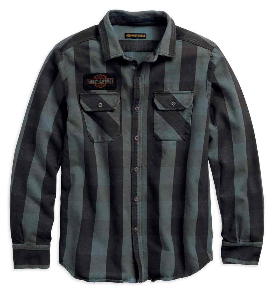 Harley-Davidson Men's Eagle Plaid Slim Fit Long Sleeve Woven Shirt 99095-18VM - Wisconsin Harley-Davidson