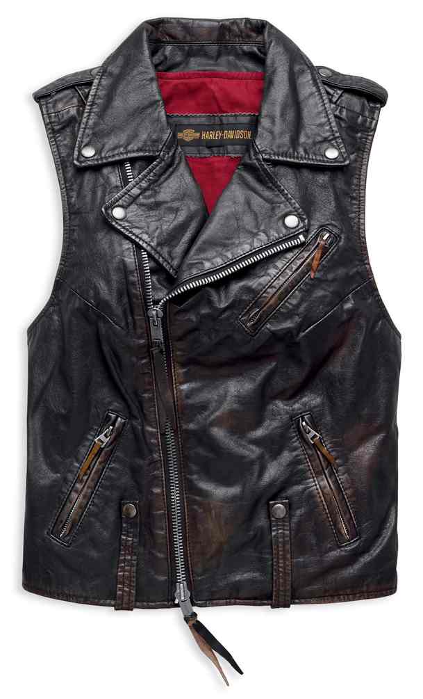 Harley-Davidson Women's Swingarm Vintage Leather Biker Vest, Black 98035-18VW - Wisconsin Harley-Davidson