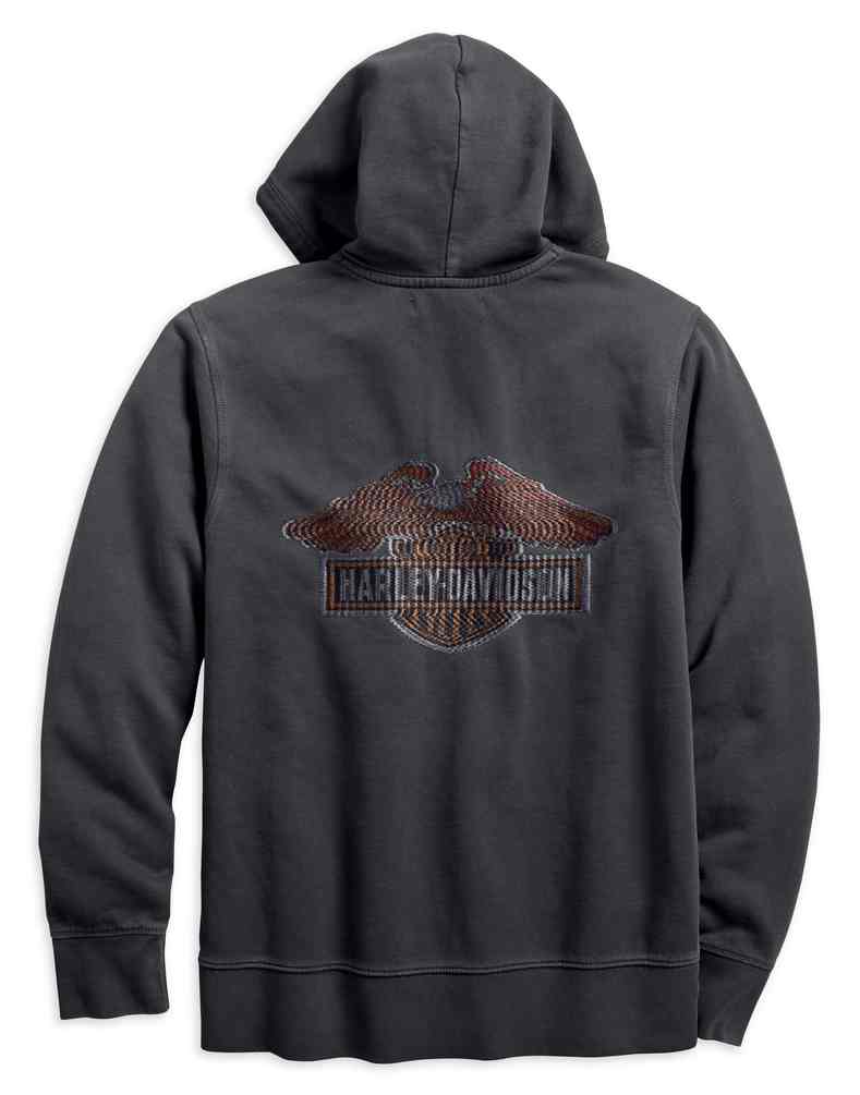 Harley-Davidson® Men's Eagle Logo Slim Fit Zippered Hoodie, Steel