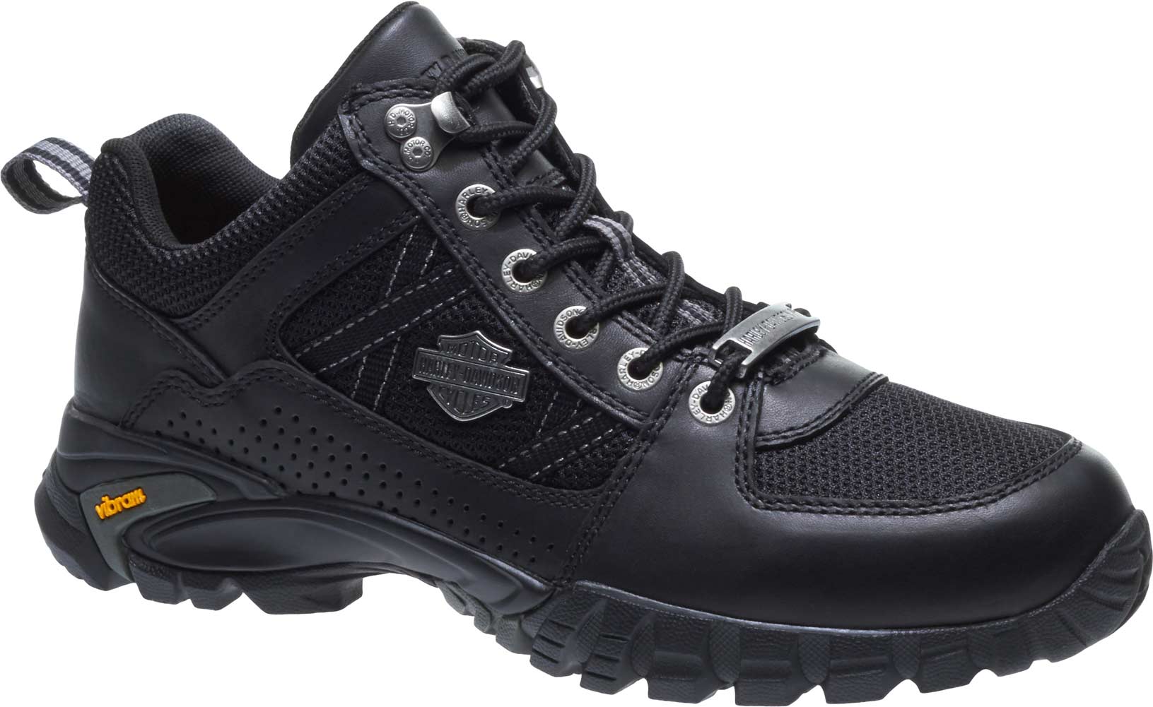Harley-Davidson Men's Porters Black Leather and Mesh Shoes Sneakers D96157 - Wisconsin Harley-Davidson