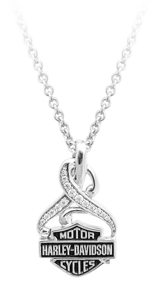 Harley-Davidson Women's Bling Crystal Filigree B&S Necklace, Silver HDN0409-16 - Wisconsin Harley-Davidson