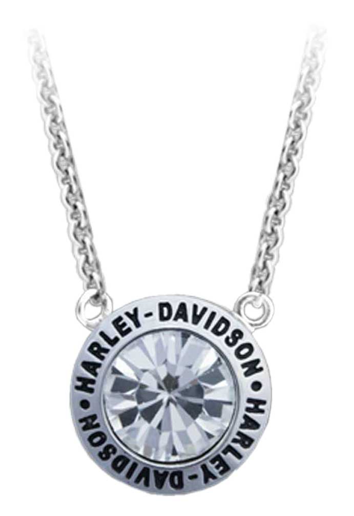 Harley-Davidson Women's Valentines White Stone Gift Necklace, Silver HDN0402-16 - Wisconsin Harley-Davidson