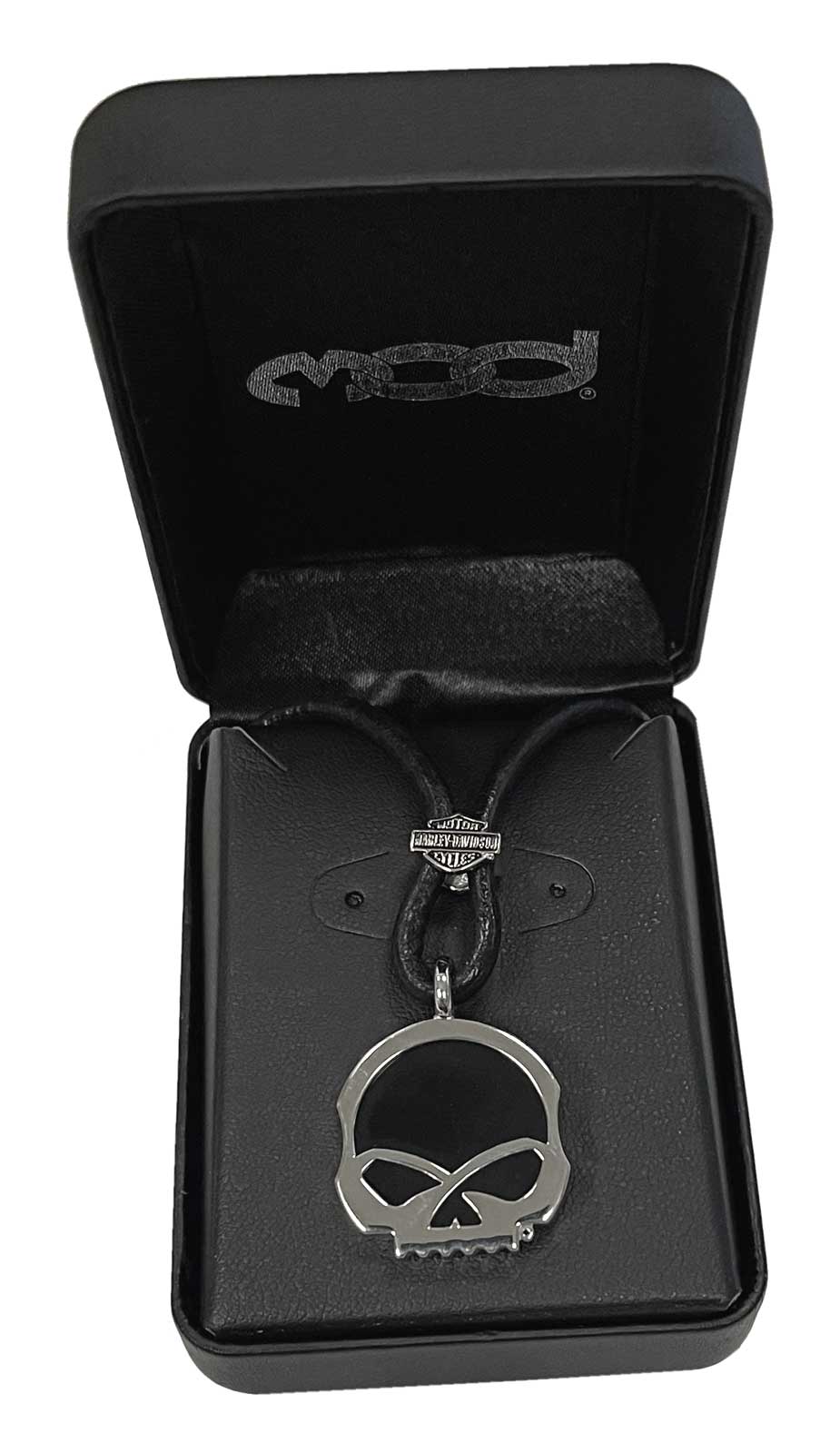 Harley-Davidson Men's Engraved Skull Onyx Necklace, Sterling Silver HDN0412-22 - No Hassle Returns at Wisconsin Harley