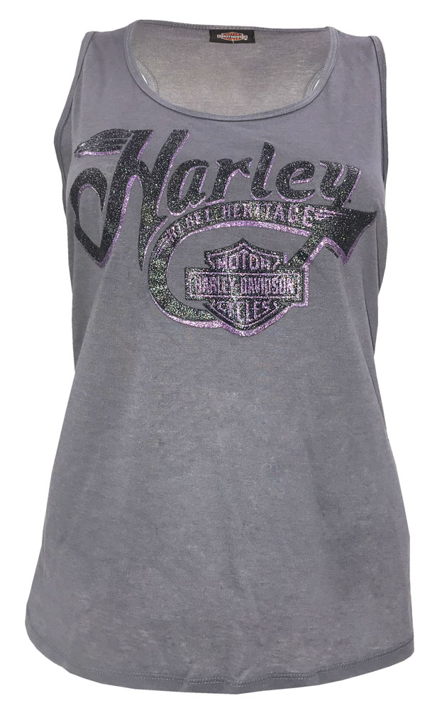 Harley-Davidson Women's Bleak Sentiment Racerback Jersey Tank Top, GRY 5FLA-HF2G - Wisconsin Harley-Davidson
