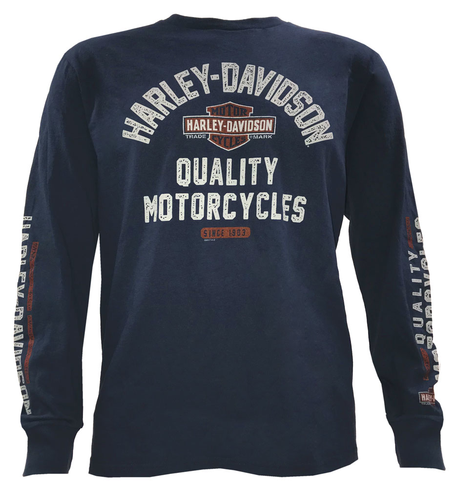 Harley-Davidson Men's Restless Motor Long Sleeve Crew Neck Shirt, Navy 5L36-HF22 - Wisconsin Harley-Davidson