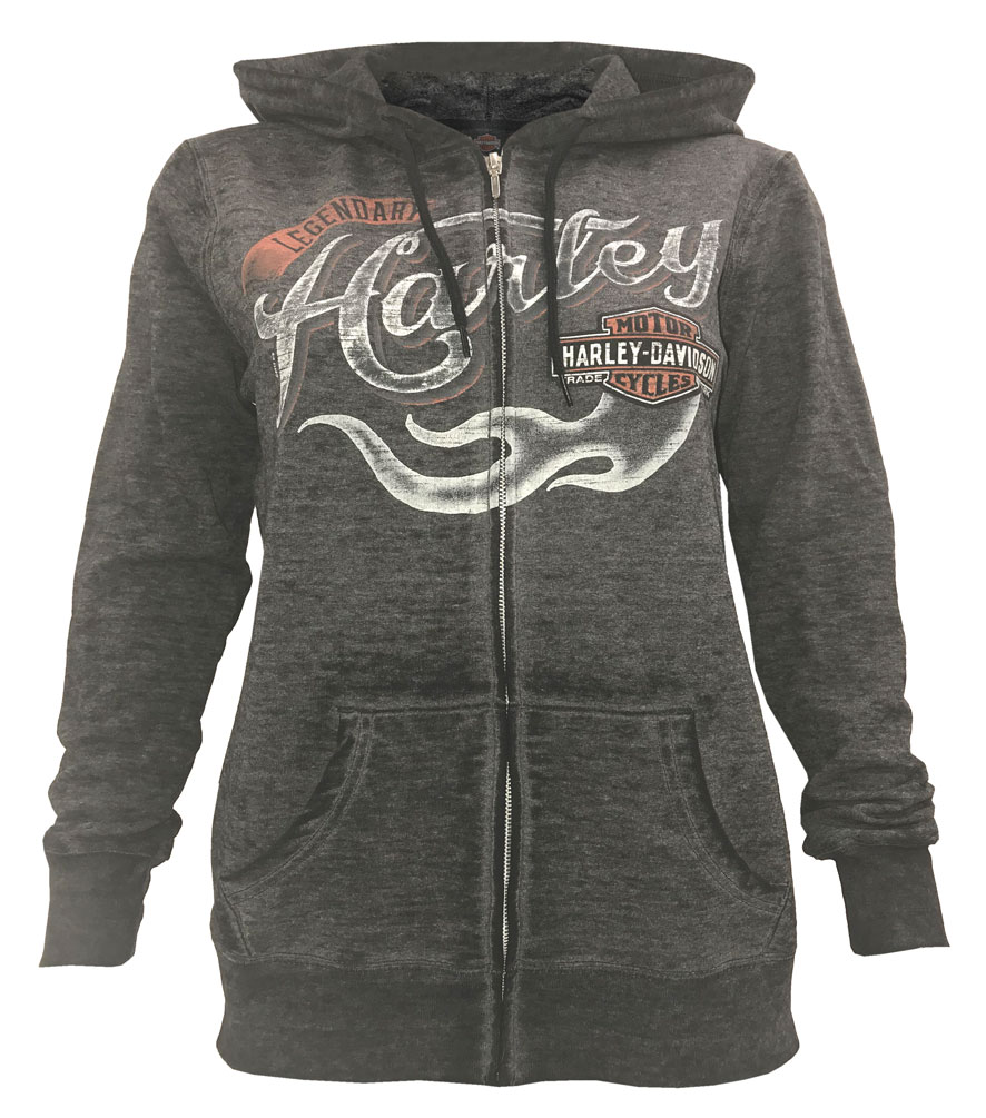 Harley-Davidson Women's Jagged Fury Charcoal Gray Full-Zip Hoodie 5K0V-HF39 - Wisconsin Harley-Davidson