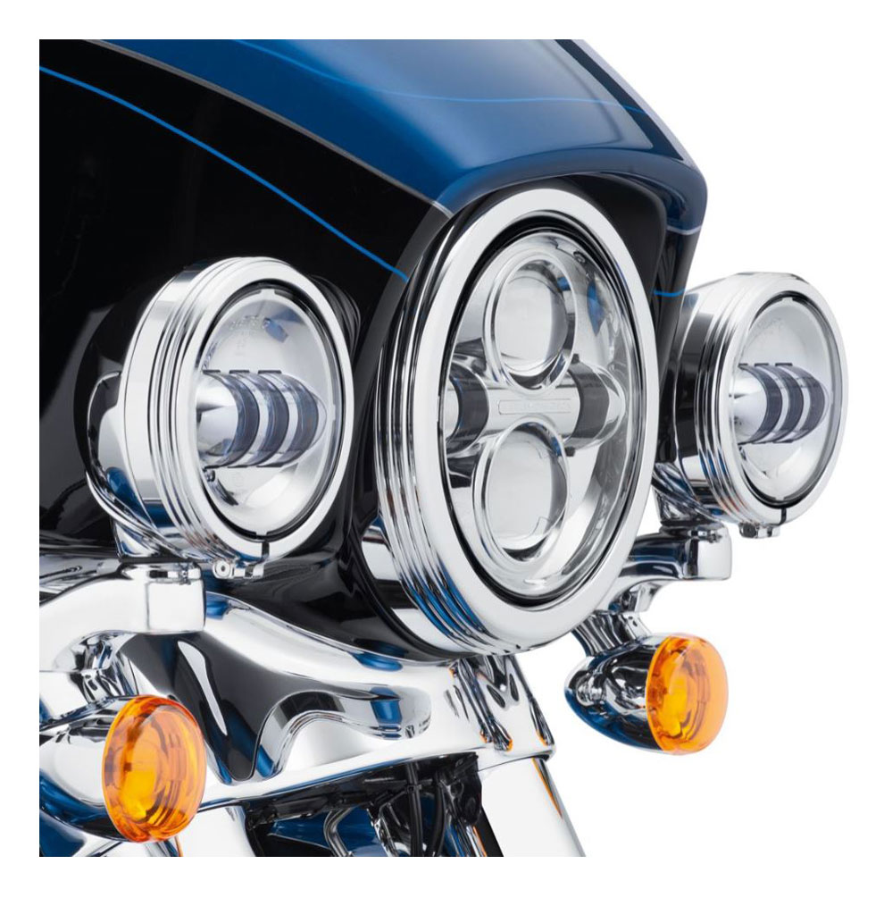 Harley-Davidson 4in. Defiance Auxiliary Lamp Trim Rings - Chrome Finish 61400353 - Wisconsin Harley-Davidson