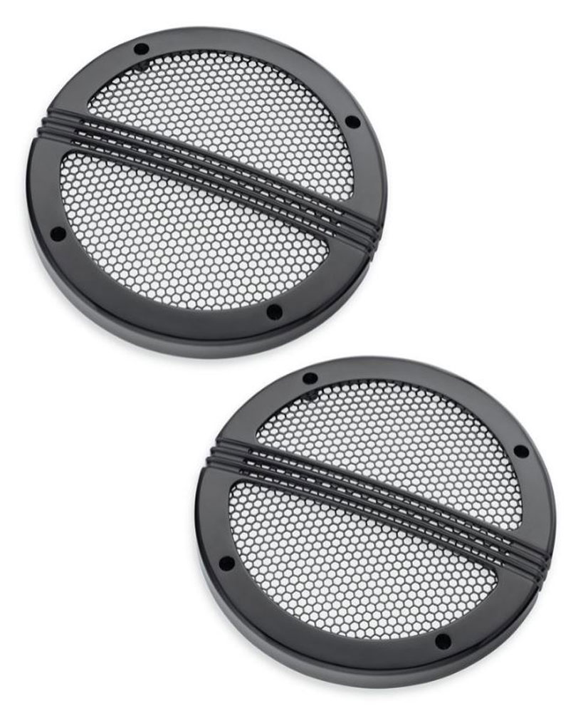 Harley-Davidson Defiance Tour-Pak Speaker Grills - Black Anodized 76000677 - Wisconsin Harley-Davidson