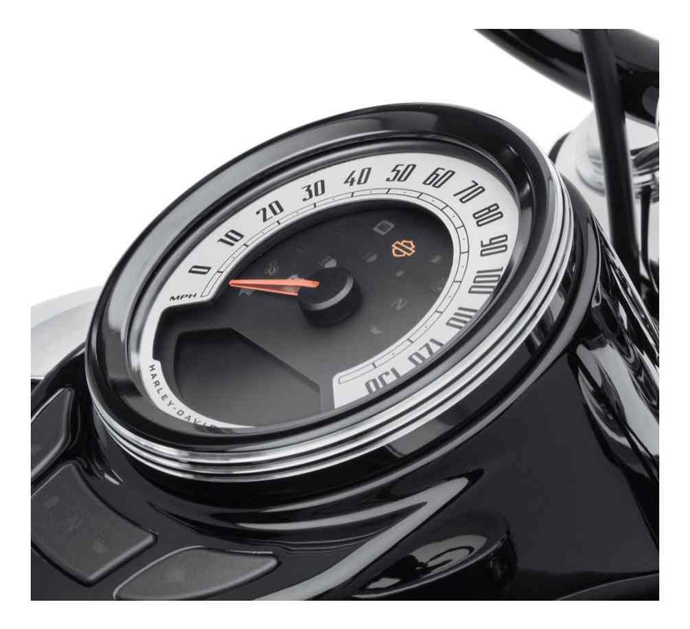 Harley-Davidson 4 in. Defiance Tank Gauge Bezel - Black Machine Cut 61400436 - Wisconsin Harley-Davidson