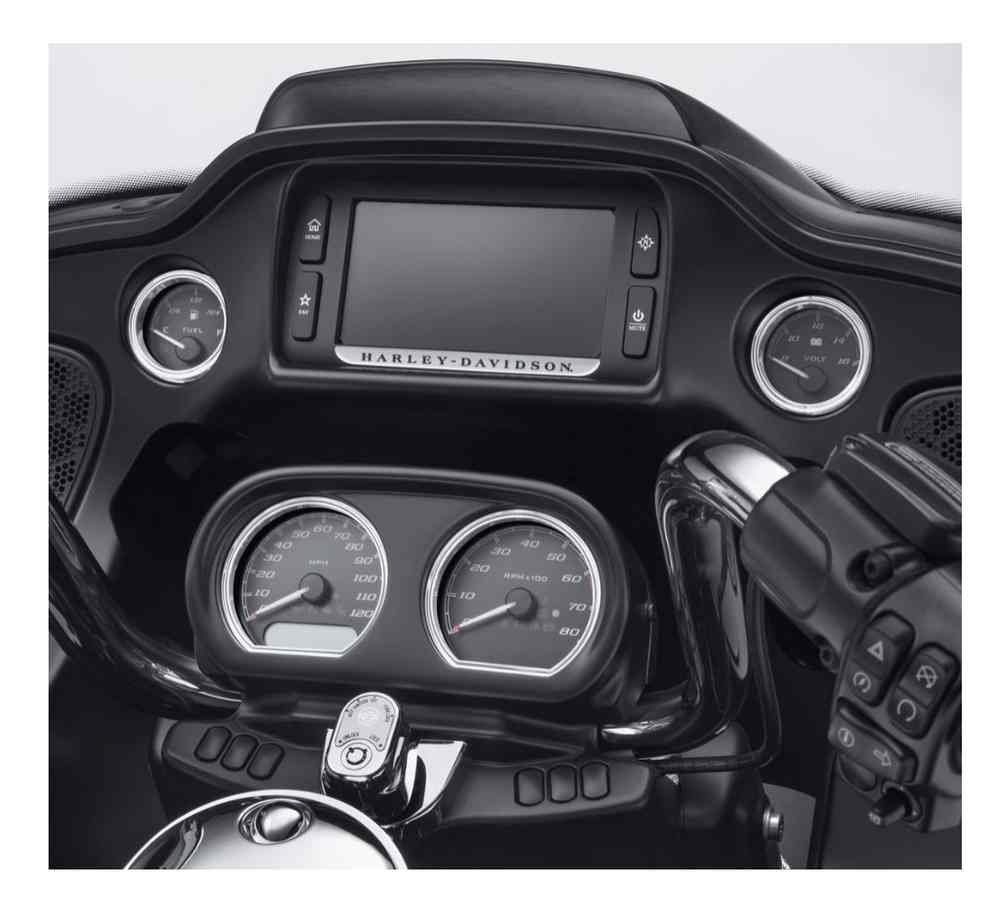 Harley-Davidson 4-Piece Defiance Gauge Bezels Fairing Kit-Chrome Finish 61400359 - Wisconsin Harley-Davidson