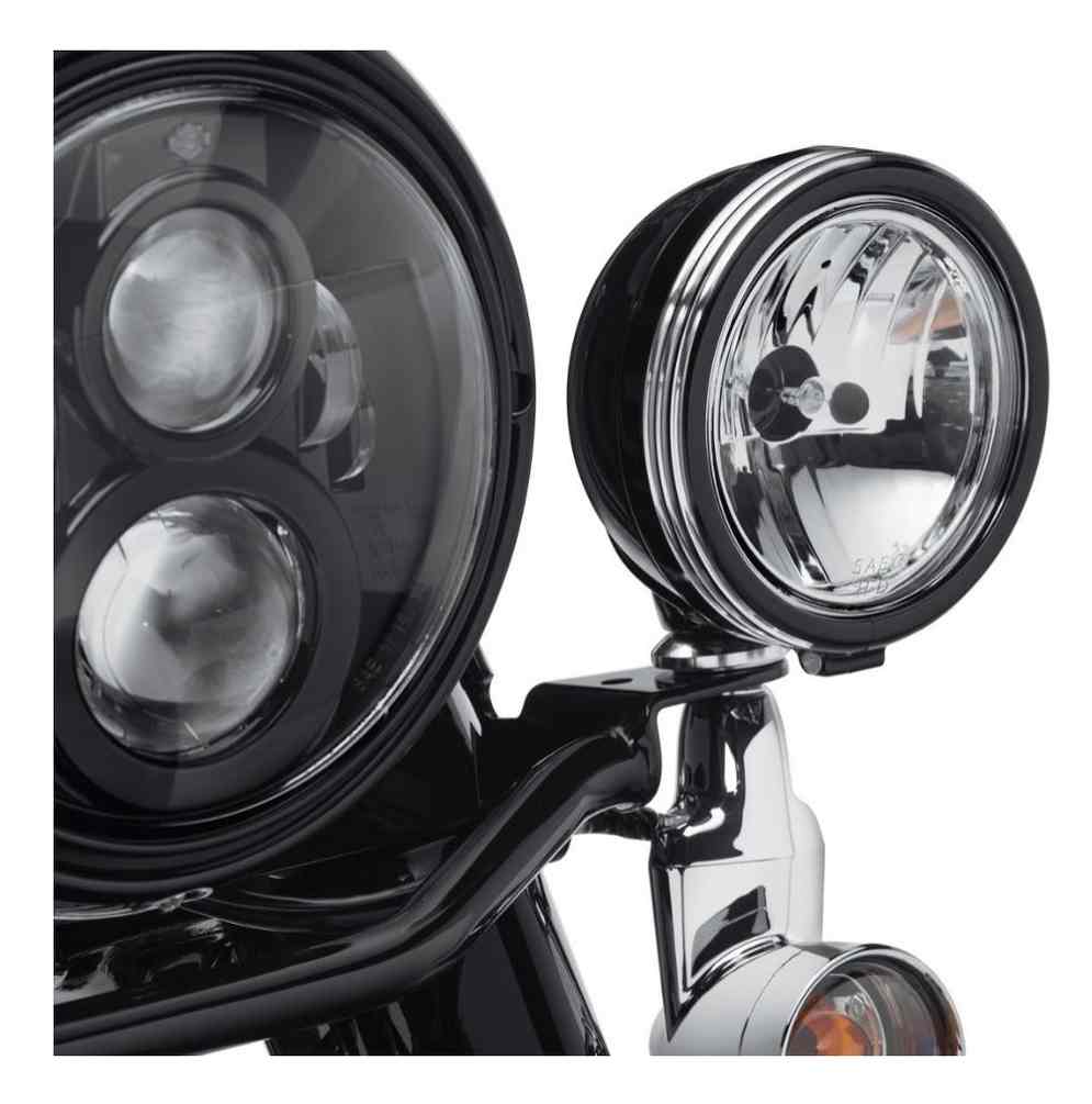 Harley-Davidson 4in. Defiance Auxiliary Lamp Trim Rings - Black Machine 61400355 - Wisconsin Harley-Davidson