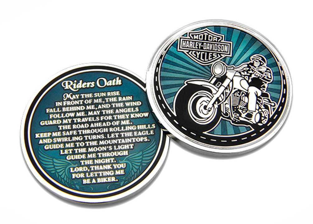 Harley-Davidson Rider's Oath Challenge Coin, 1.75 in, Blue & Silver 8008581 - Wisconsin Harley-Davidson
