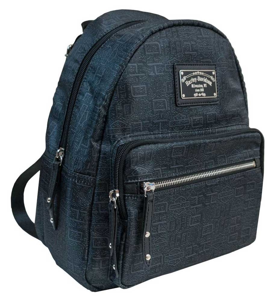 Harley-Davidson Womens Silky Gray Backpack w/ Adjustable Straps SN5129S-GRYBLK - Wisconsin Harley-Davidson