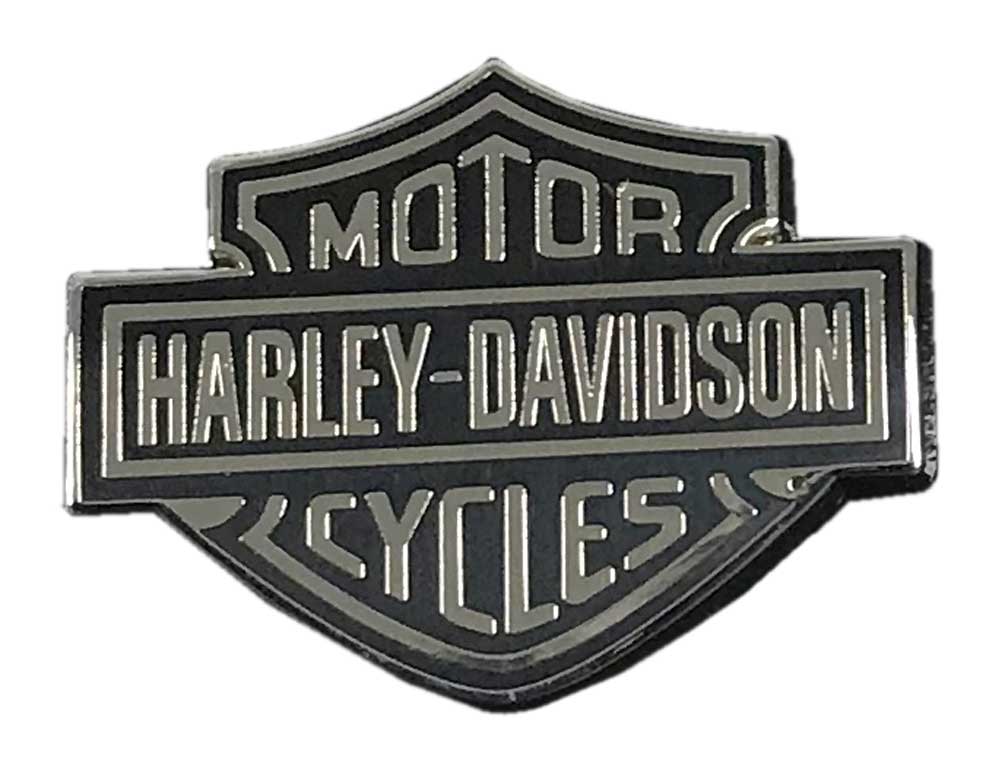 Harley-Davidson Bar & Shield Metal Emblem Pin, Black & Silver, 1 x 0.75 inch - Wisconsin Harley-Davidson