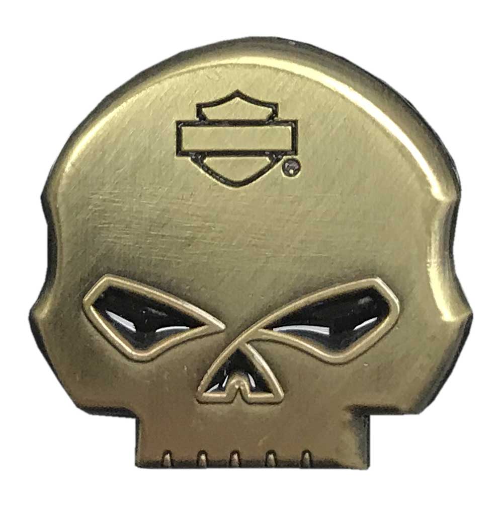 Harley-Davidson Stained Glass Skull Eyes w/ B&S Metal Pin, Gold Coloring, 152984 - Wisconsin Harley-Davidson