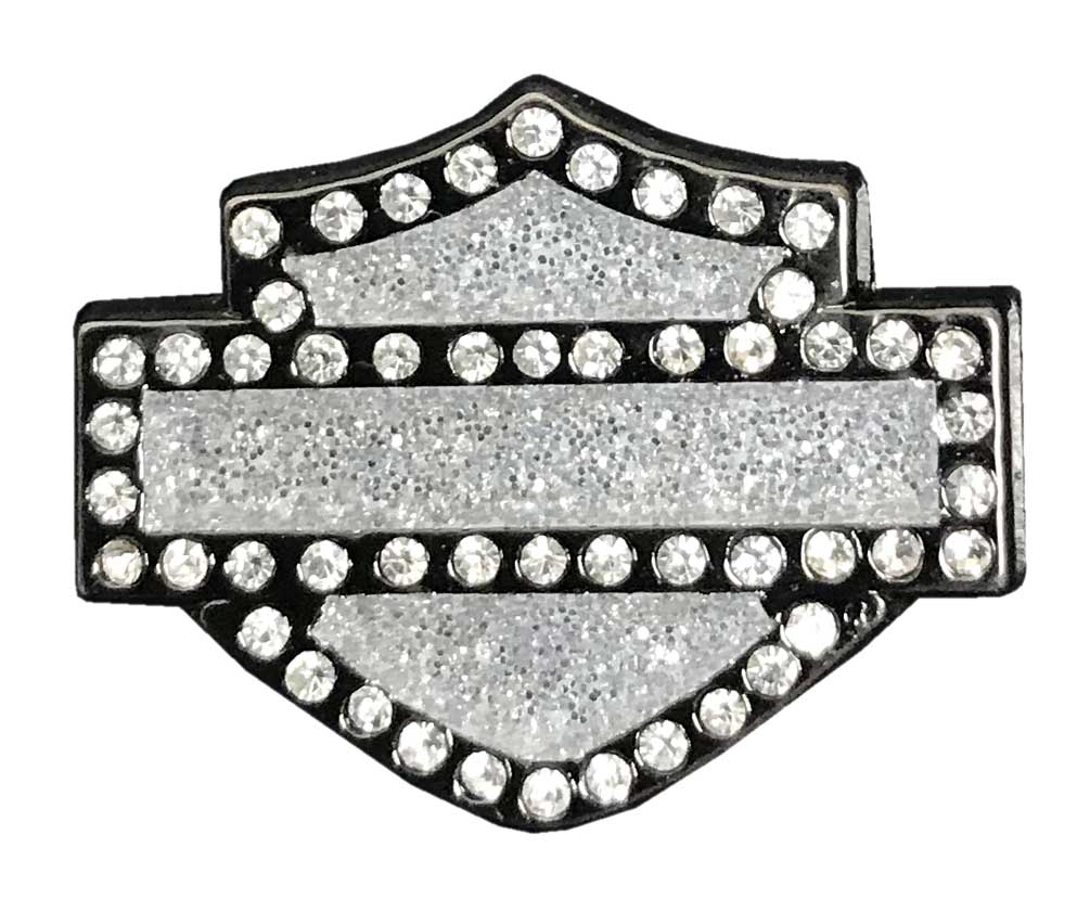 Harley-Davidson Open Bar & Shield Logo with Rhinestones Pin, 1 x .75 Inch 51988 - Wisconsin Harley-Davidson