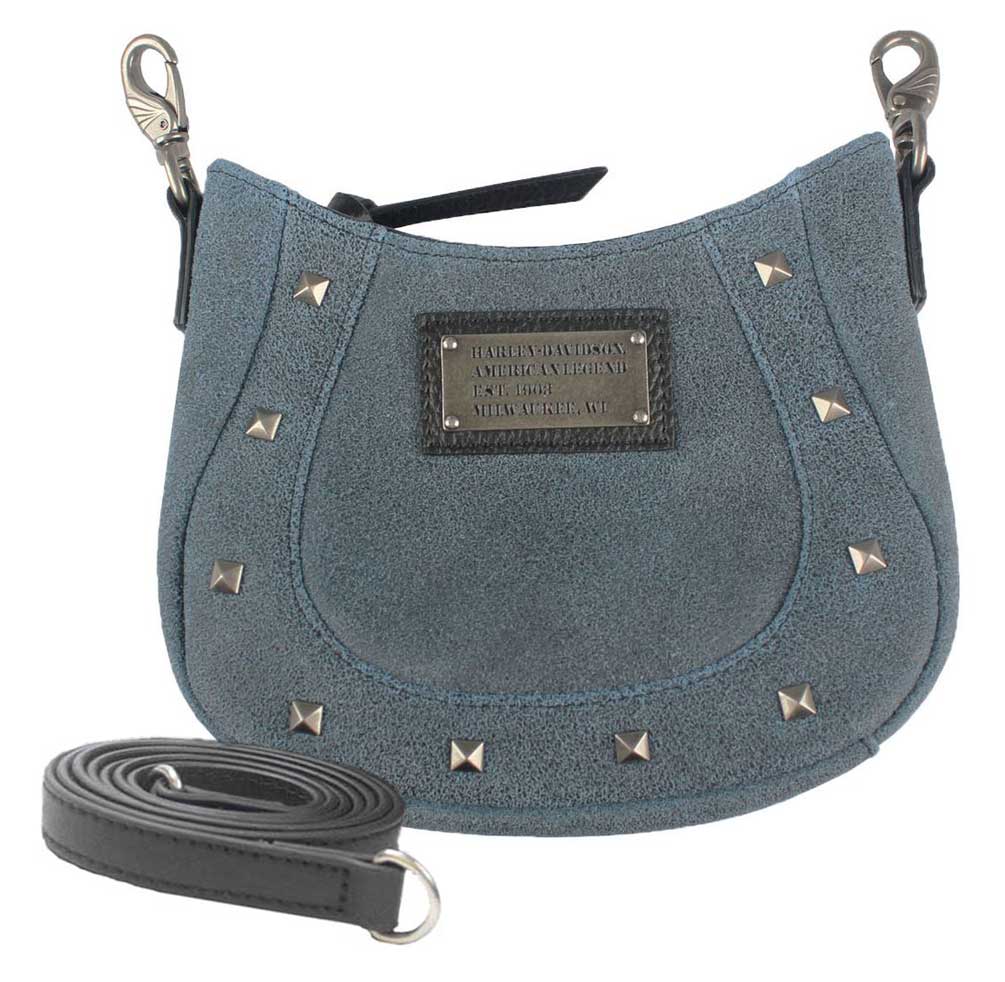 Harley-Davidson Women's Stonewashed Leather Saddle Hip Bag w/ Strap SD2550L-DEN - Wisconsin Harley-Davidson