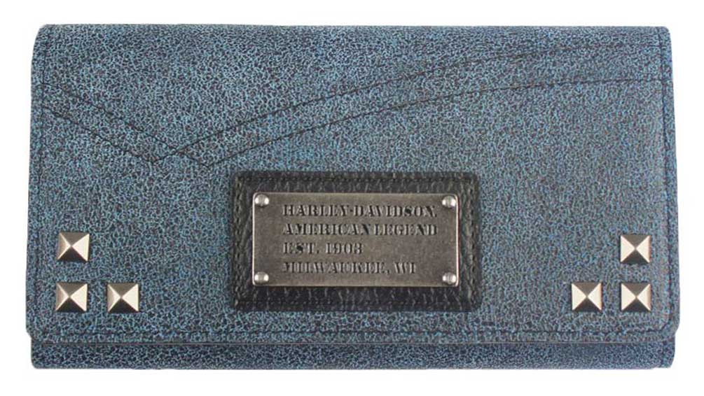 Harley-Davidson Women's Stonewashed Leather 7 in. Trifold Clutch SN2561L-DEN - Wisconsin Harley-Davidson