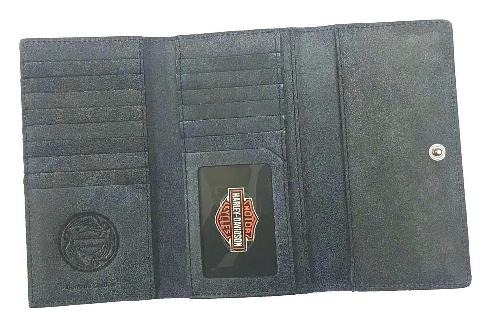 Harley-Davidson Free Shipping - Harley-Davidson Women's Stonewashed Leather 7 in. Trifold Clutch SN2561L-DEN - Free Shipping on many products plus Orders Over $99