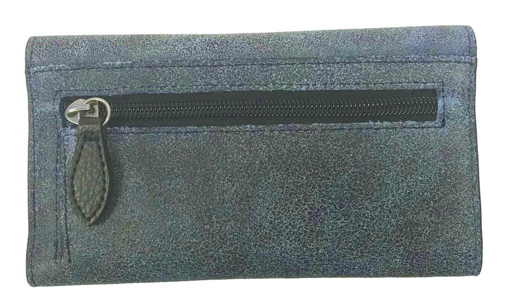 Harley-Davidson Women's Stonewashed Leather 7 in. Trifold Clutch SN2561L-DEN - No Hassle Returns at Wisconsin Harley