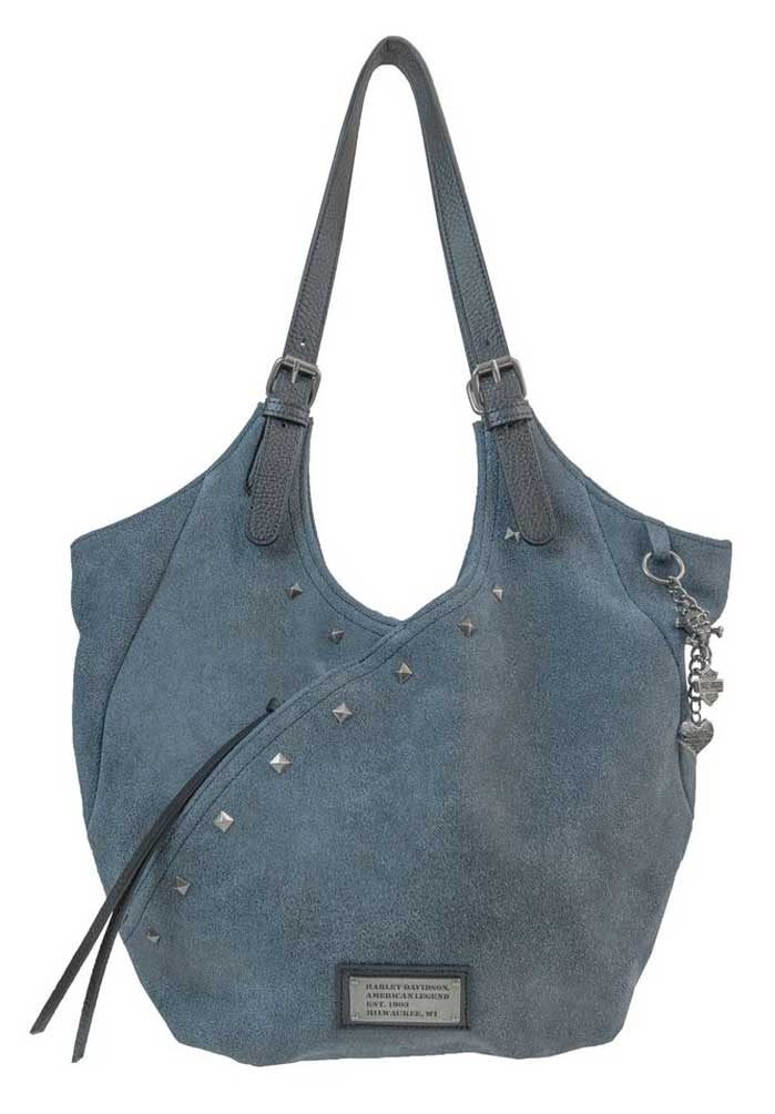 Harley-Davidson Women's Black & Blue Stonewashed Leather Surplus Bag SD2513L-DEN - Wisconsin Harley-Davidson