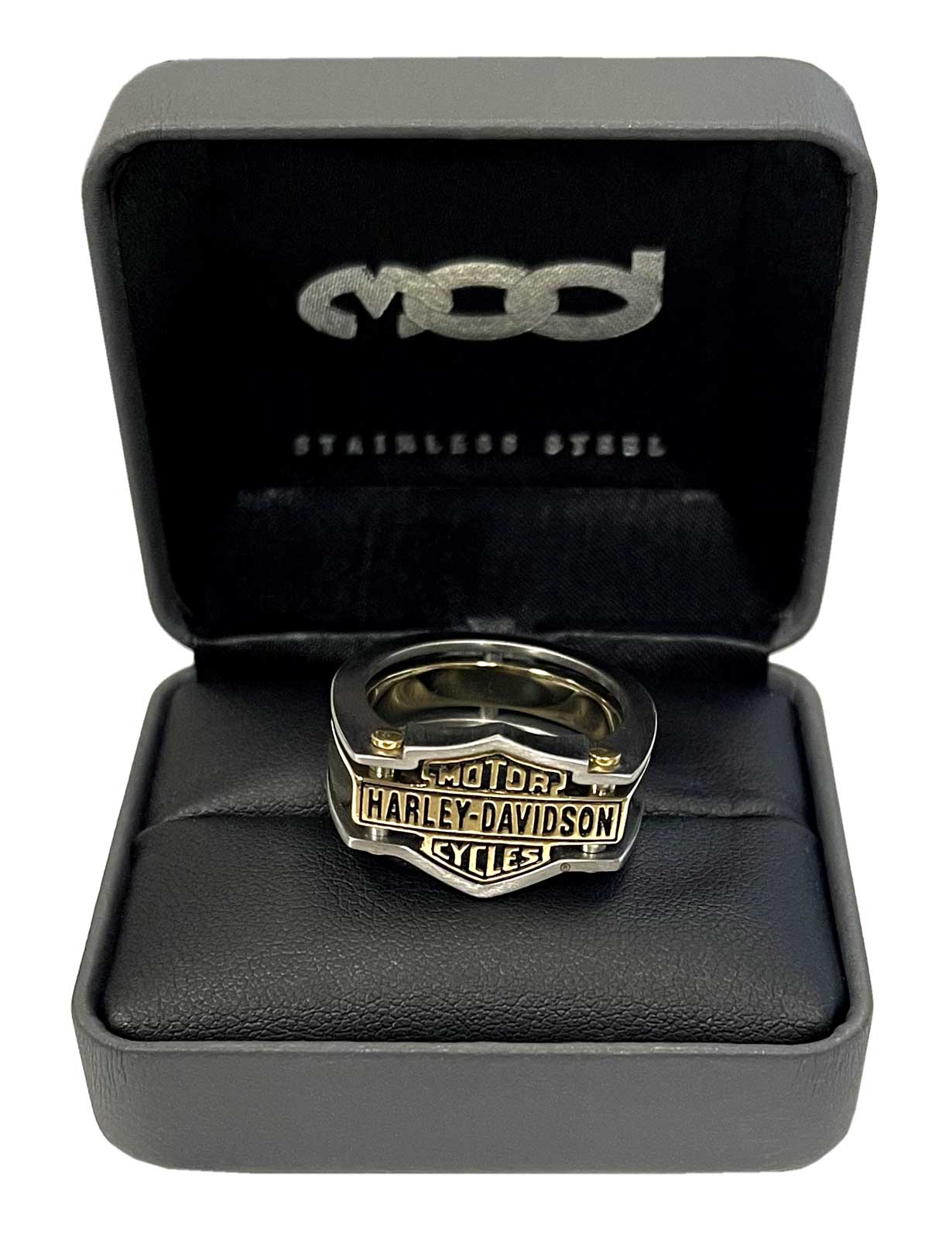 Harley-Davidson® Men's Industrial Brass & Steel Ring, Stainless