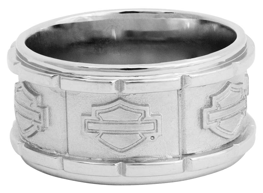 Harley-Davidson Men's Raised Silver Bar & Shield Ring, Stainless Steel HSR0044 - Wisconsin Harley-Davidson