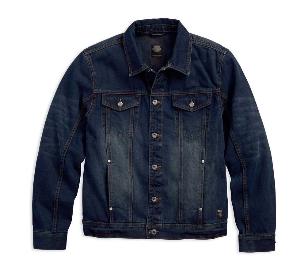 Harley-Davidson Men's Brushed Denim Trucker Jacket, Slim Fit, Blue 97445-18VM - Wisconsin Harley-Davidson