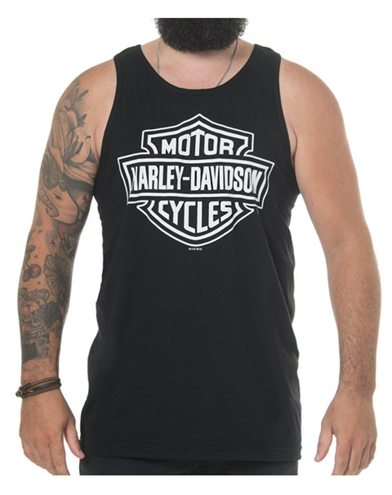 Harley-Davidson Men's Classic White Bar & Shield Logo Sleeveless Tank, Black - Wisconsin Harley-Davidson
