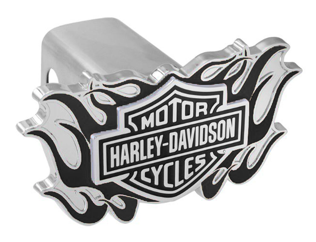Harley-Davidson® 3D B&S Logo Flames Emblem Trailer Hitch Cover, 2