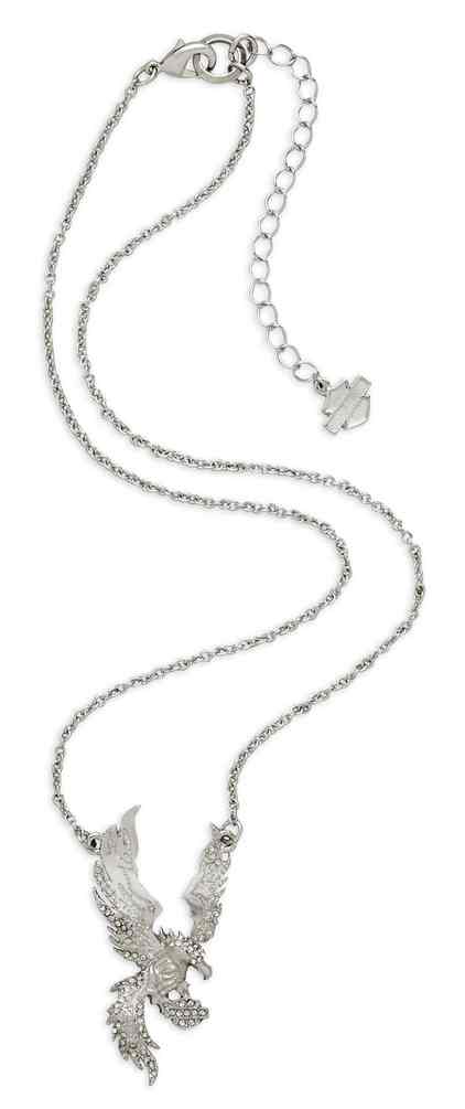 Harley-Davidson Women's Embellished Eagle Necklace, Silver Finish 97658-18VW - Wisconsin Harley-Davidson