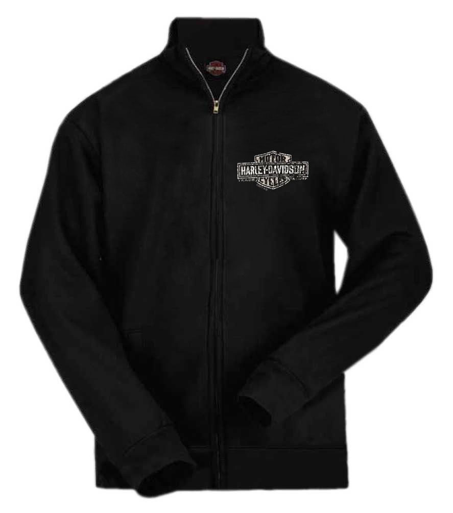 Harley-Davidson Men's Trade Mark B&S Zippered Sweatshirt, Black R002324 - Wisconsin Harley-Davidson