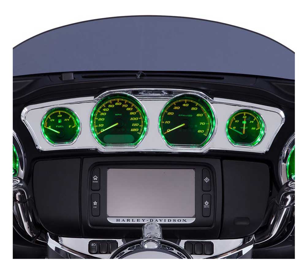 Ciro Multi-Color LED Dash Accents, Fits 14-up Harley Touring Models Chrome 42200 - Largest Selection of Harley-Davidson Products
