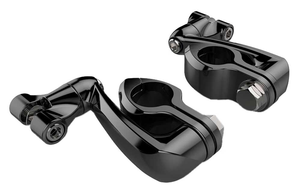 Harley-Davidson Free Shipping - Ciro Hingeless Clamps w/ Clevis & 4 Inch Extension Arm, Chrome or Black Finish - Free Shipping on many products plus Orders Over $99