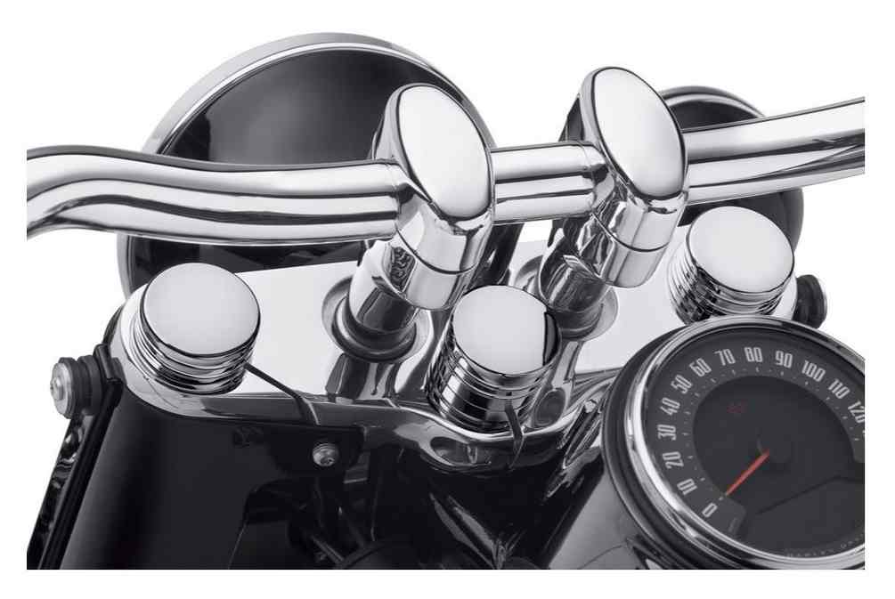 Harley-Davidson Steering Stem Bolt Cover - Chrome, Softail Models 45700049 - Wisconsin Harley-Davidson